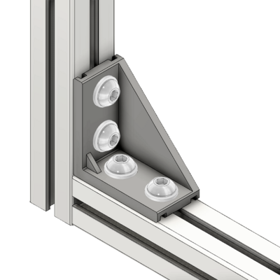 40-120-3SS MODULAR SOLUTIONS GUSSET BRACKET<BR>45MM X 90MM WITH STAINLESS STEEL HARDWARE REINFORCEMENT ANGLE
